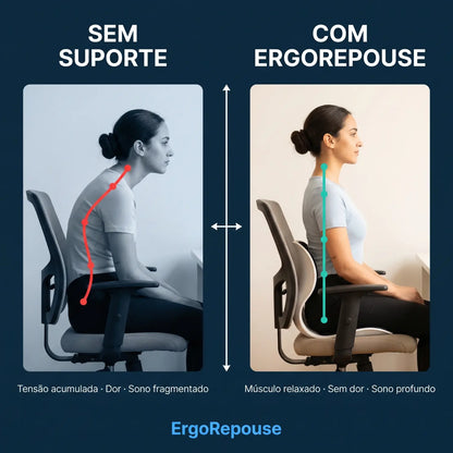 Assento Postural Ergonômico ErgoRepouse | Corretor Postura  Cadeira Home Office + Protocolo Postura & Sono Grátis
