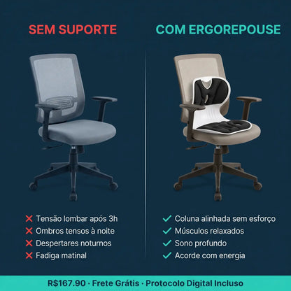 Assento Postural Ergonômico ErgoRepouse | Corretor Postura  Cadeira Home Office + Protocolo Postura & Sono Grátis