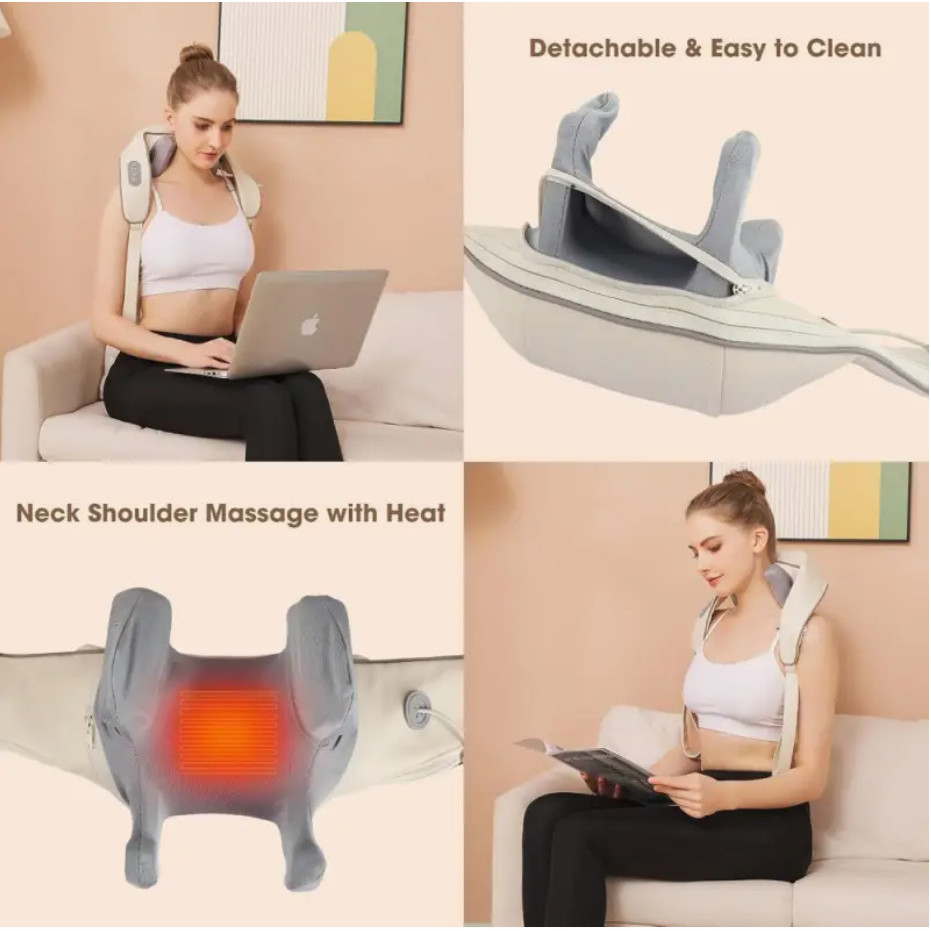 Massageador lombar pescoço Colete Shiatsu Massageador Cervical Ombros Lombar Pescoço Infravermelho Elétrico Bivolt